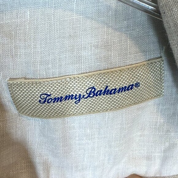 Tommy Bahama Linen Shirt Short Sleeve Neutral Beige Beachy XL - Picture 7 of 10